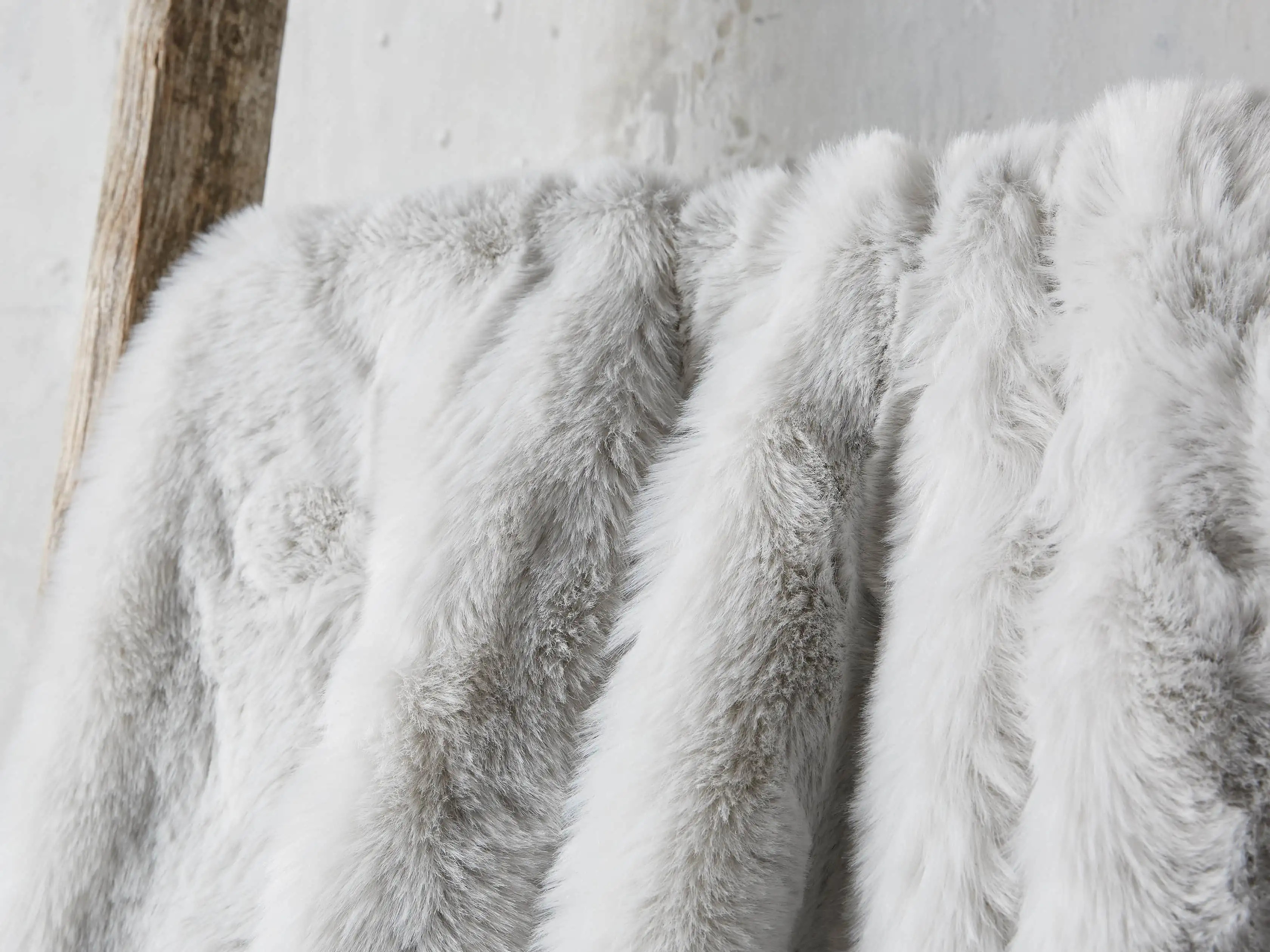 Faux Fur Throw in Light Grey | Arhaus