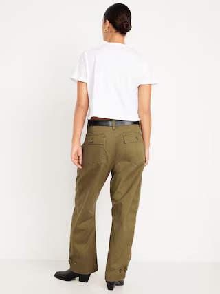 Mid-Rise Twill Barrel Pants | Old Navy (US)