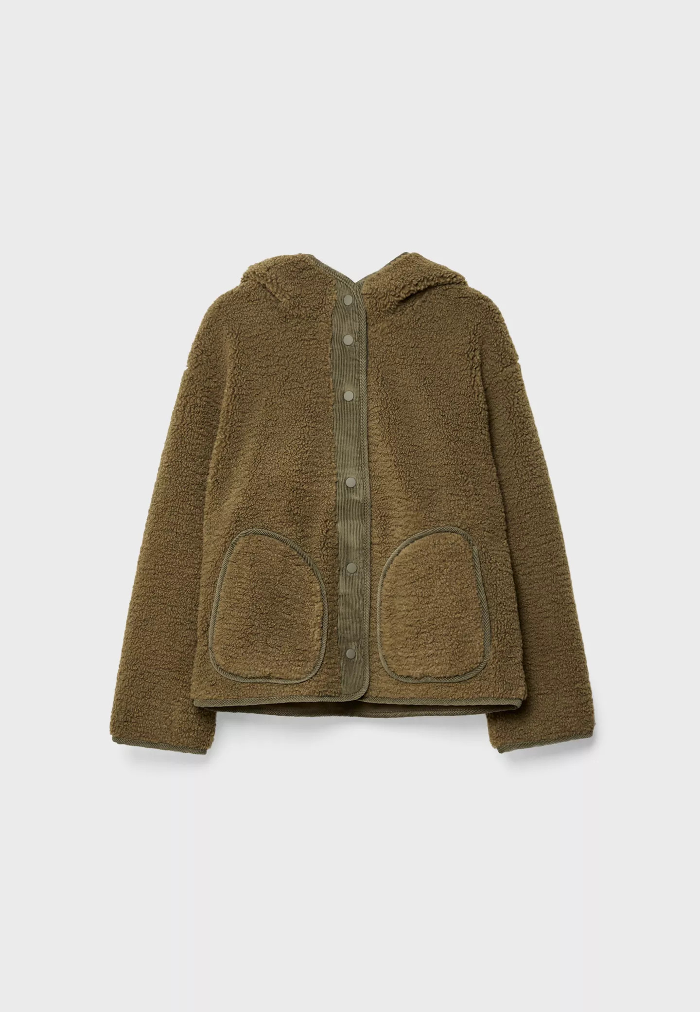 Faux shearling lined jacket with corduroy detail | Stradivarius (UK)