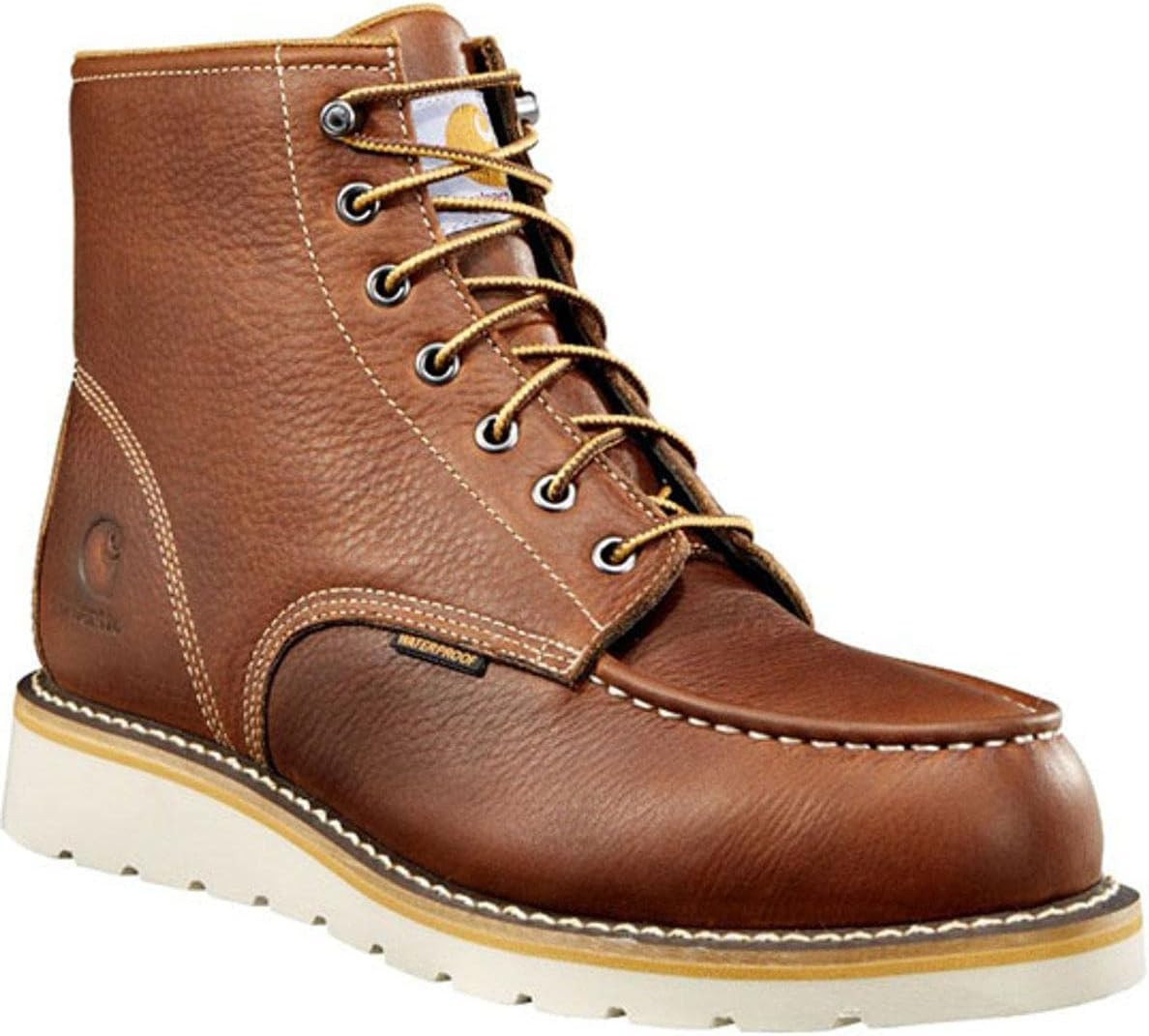 Carhartt Men's 6” Moc Toe Waterproof Work Boots - Oil-Tanned Leather Boots with FastDry Lining, Dual-Density Rubber Wedge Traction Outsole, EH Rated | Amazon (US)