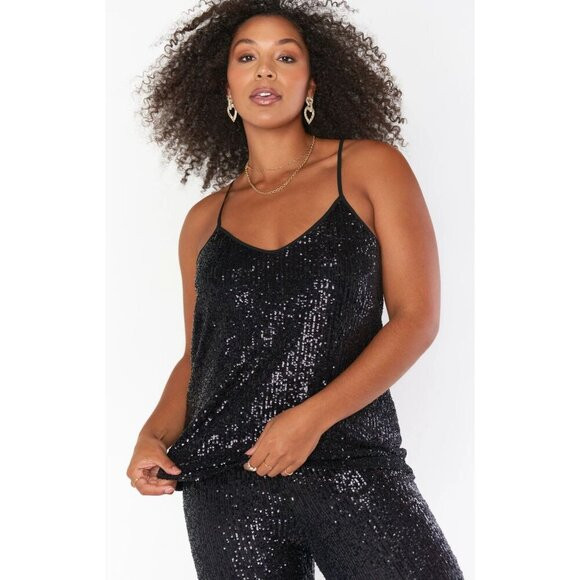Show Me Your Mumu Spotlight Tank Black Sequin Top Blouse Women's S | Poshmark