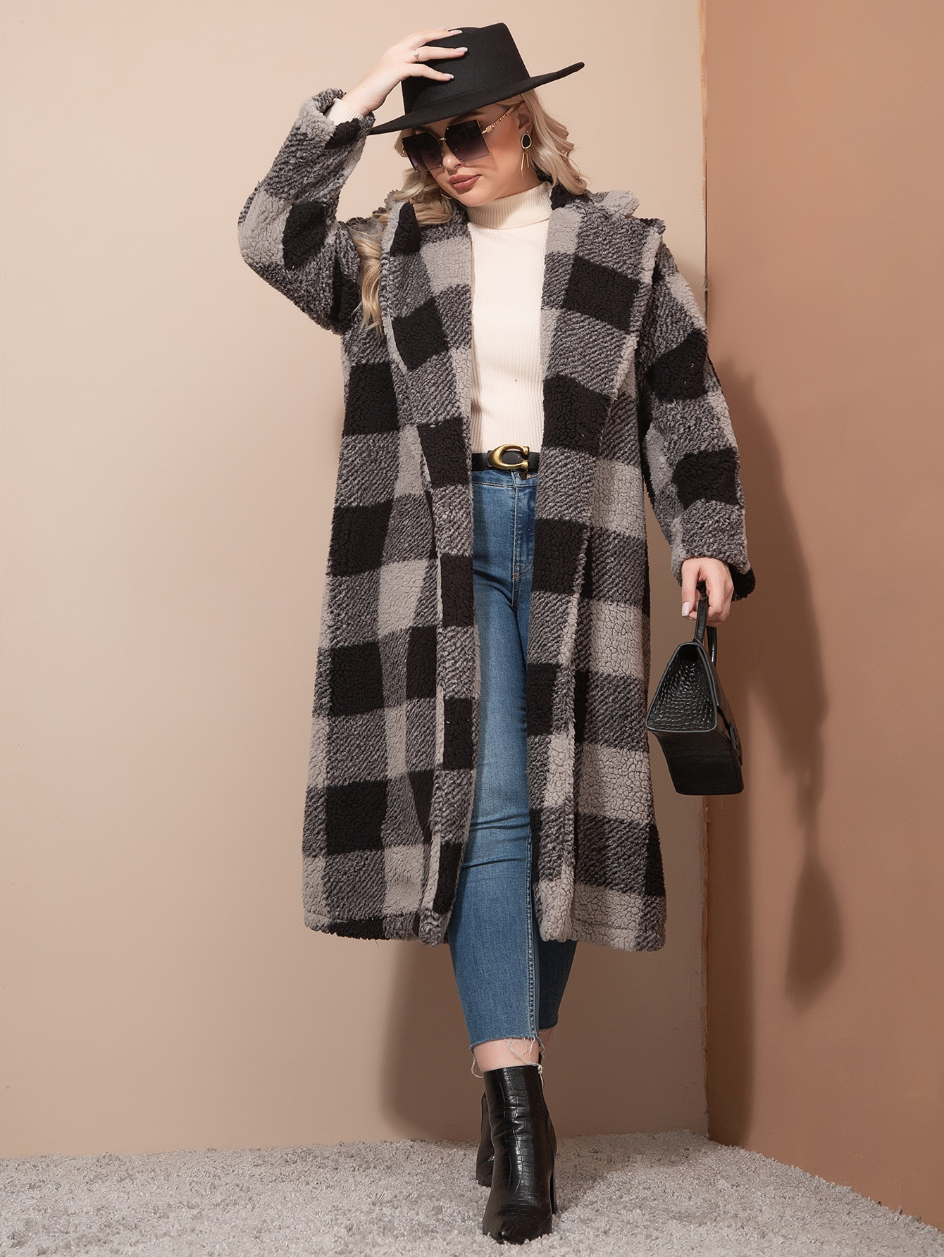 Plus Buffalo Plaid Print Flannel Coat | SHEIN