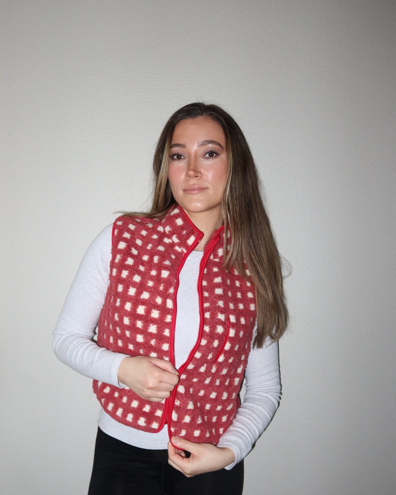 Red Gingham Sherpa Vest 

#LTKSeasonal #LTKCyberWeek #LTKHoliday