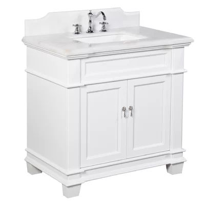 Elizabeth 36" Single Bathroom Vanity Set Top Finish: White Marble | Wayfair North America