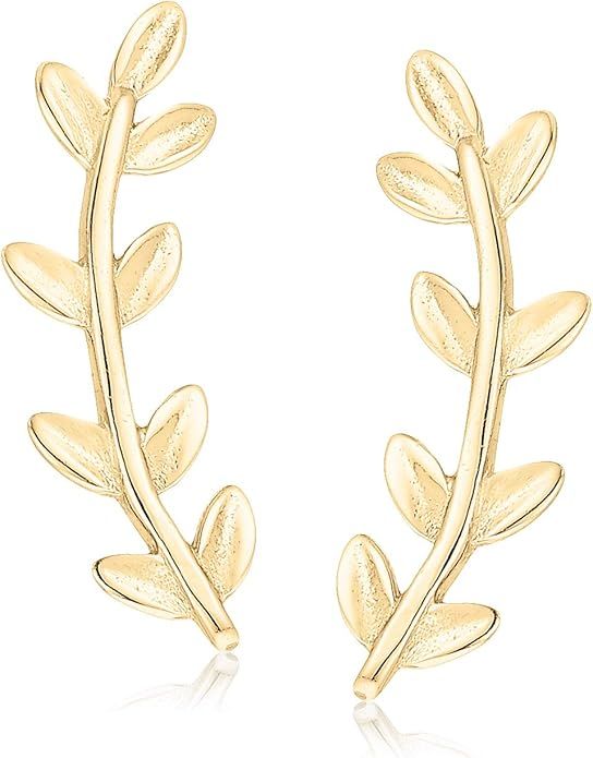 Amazon Collection Women's Leaf Climber Stud Earrings | Amazon (US)