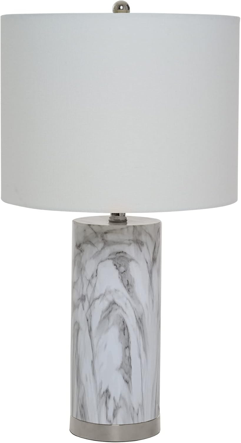 Catalina 20640-000 Modern Pillar Marble Table Lamp with Polished Nickel Accents, 24.5", Classic W... | Amazon (US)