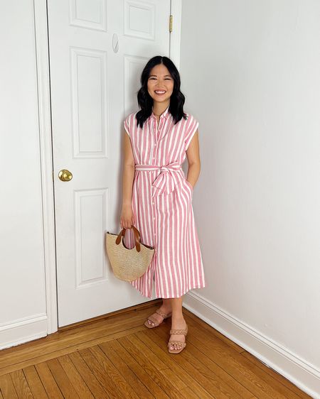 Pink and white stripe dress (2P)
Pink striped dress with pockets
Striped shirt dress 
Straw bag
Straw tote bag
Braided sandals (TTS)
Spring dress
Spring work dress
Spring work outfit
Loft dress

#LTKstyletip #LTKworkwear #LTKsalealert