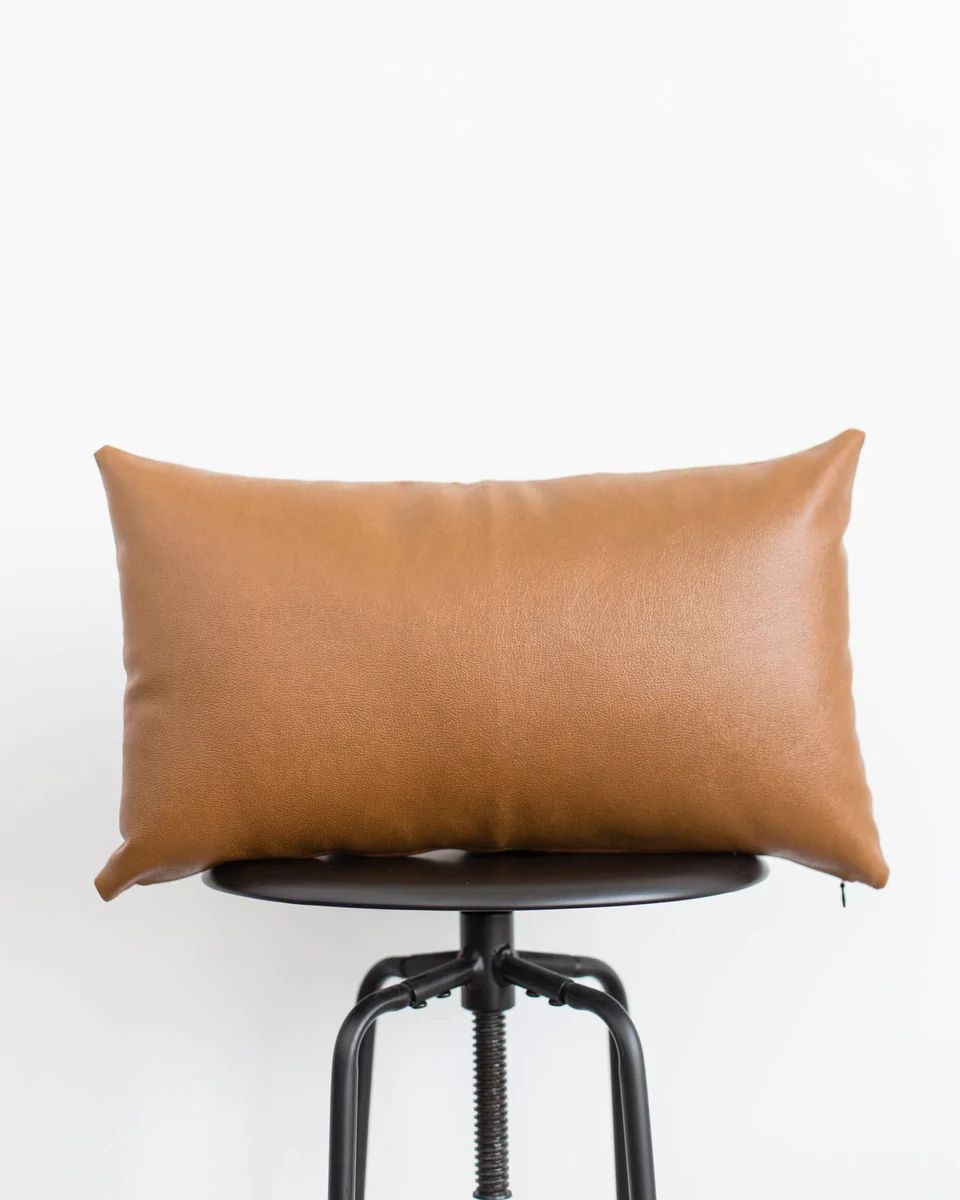 Milo - Faux Leather Lumbar Pillow Cover | Woven Nook