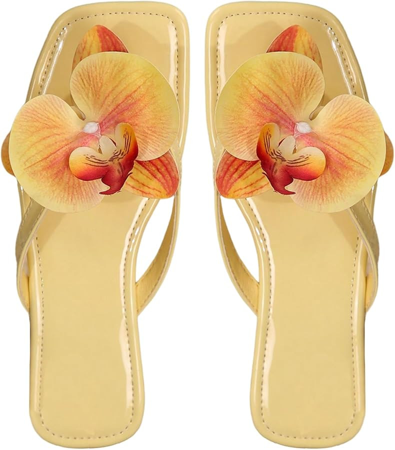 Verdusa Women's Flower Thong Sandals Flip Flops Summer Beach Slides | Amazon (US)