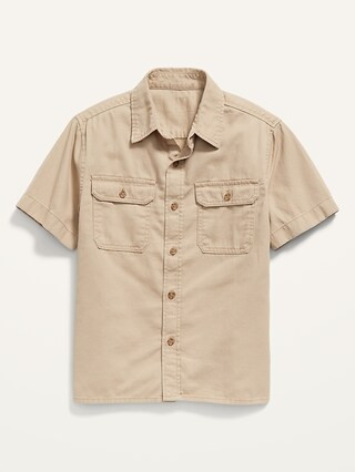 Twill Workwear-Pocket Short-Sleeve Shirt for Boys | Old Navy (US)