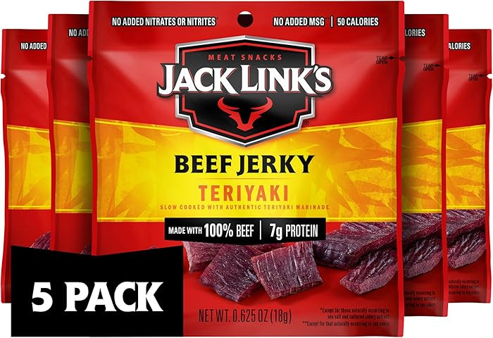 Jack Link's Beef Jerky, Teriyaki, Multipack Bags - Flavorful Meat Snacks for Lunches, Ready to Ea... | Amazon (US)