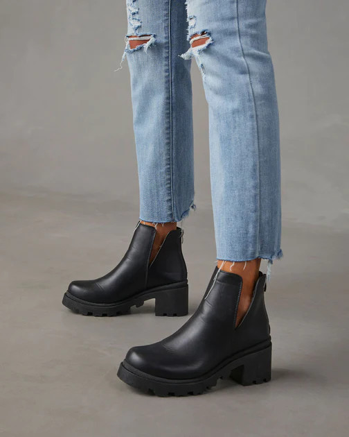 Alameda Slip On Chunky Heeled Booties - Black | VICI