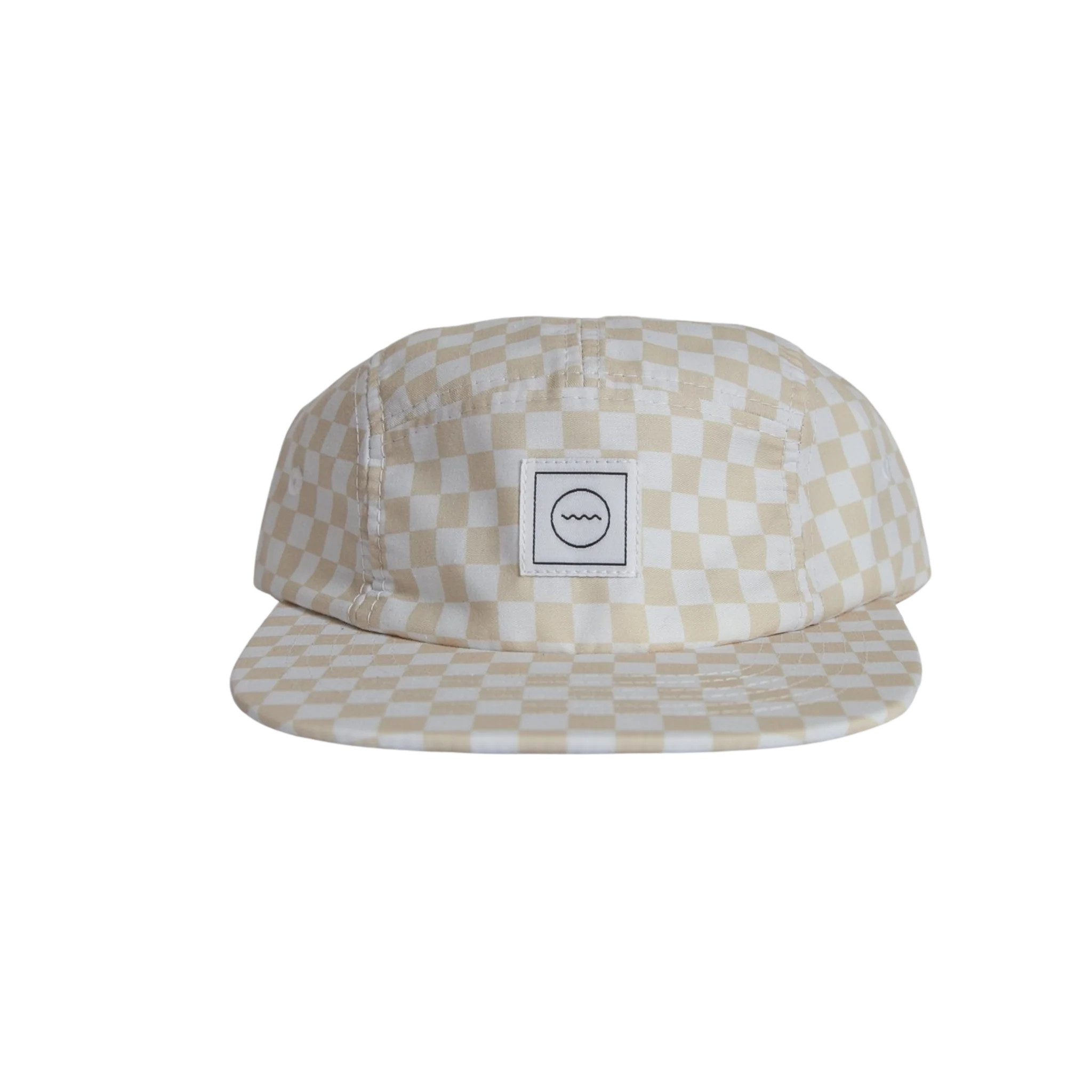 Cotton Five-Panel Hat in Cream Check | Rad River Co.