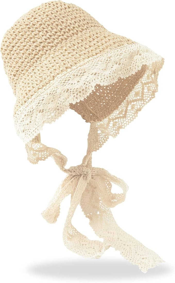 pureborn Baby Toddler Girls Straw Sun Hat Summer Beach Hat | Amazon (US)