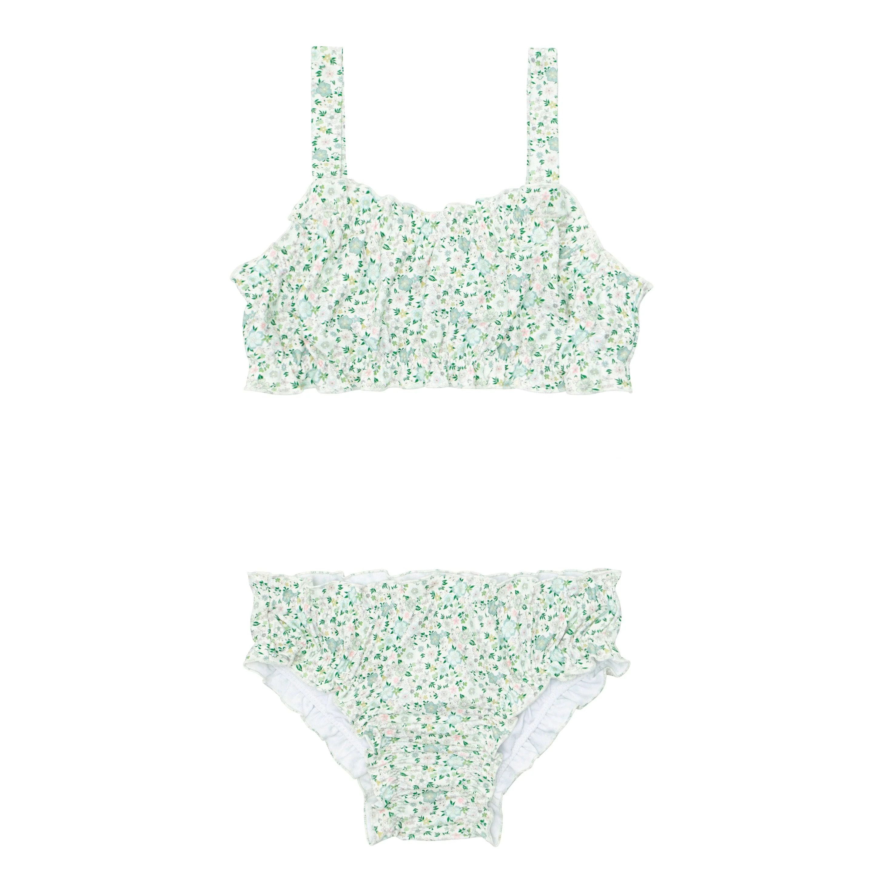 girls sea marsh floral ruffle edge bikini | minnow