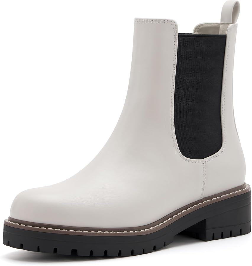 vodvob Women's Chelsea Boots Fashion Slip On Ankle Booties Casual Elastic Chunky Block Booties | Amazon (US)