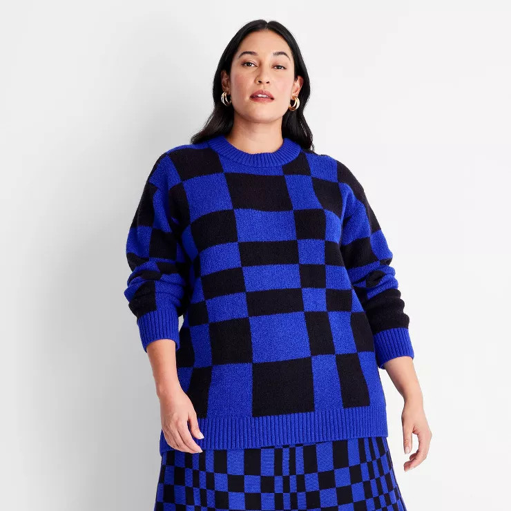 Women's Crewneck Slouchy Pullover Sweater - Future Collective™ with Kahlana Barfield Brown Blue... | Target