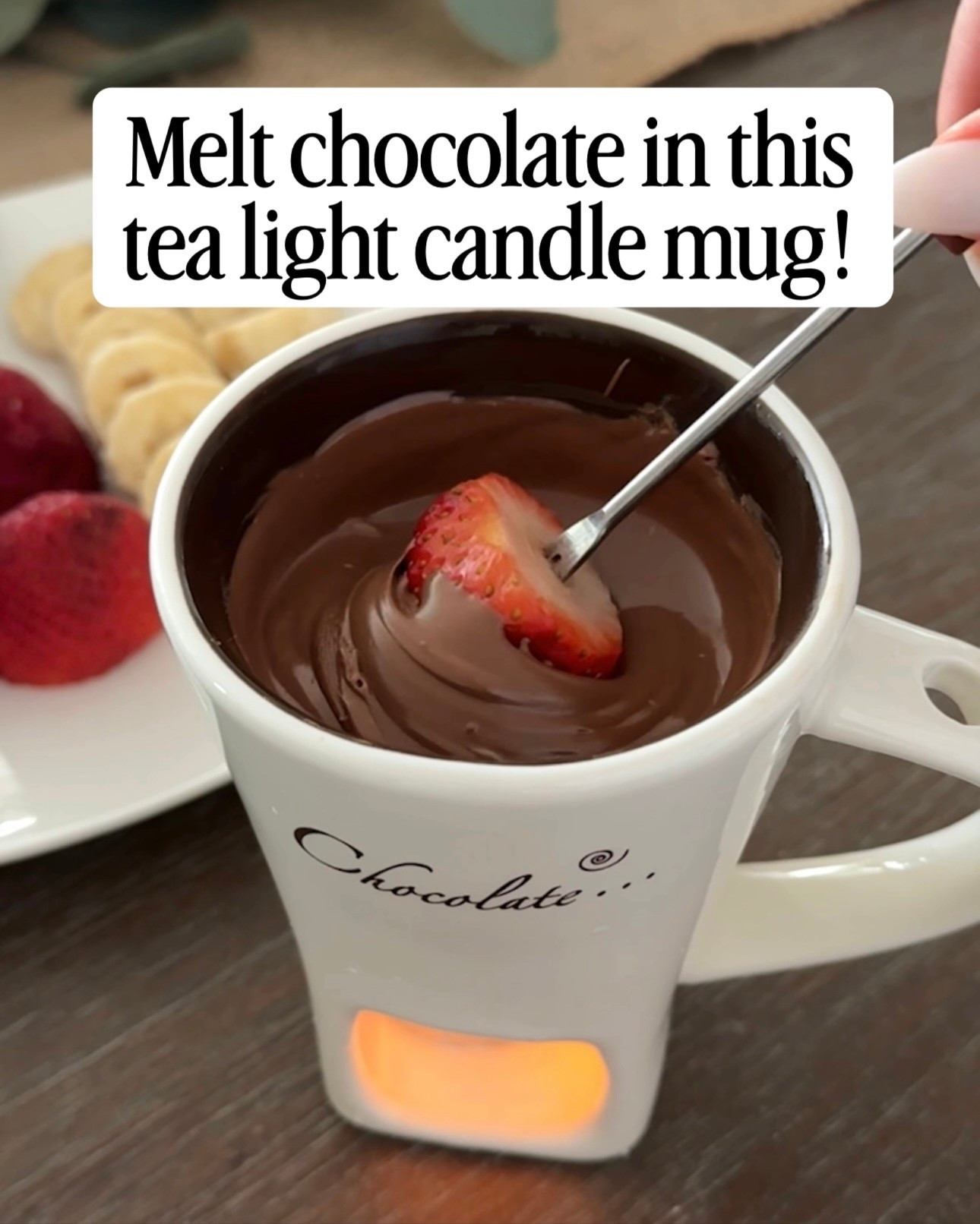 Cozy little fondue mug that melts chocolate with a tea light candle ✨ perfect for dipping strawberries and other treats!

chocolate fondue mug, cozy dessert idea, amazon must have, chocolate melts, romantic dessert, amazon home finds

#LTKSaleAlert #LTKfoodie #LTKHome