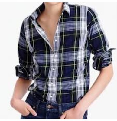 J Crew PERFECT Shirt Womens Size 8 Blue Tartan Plaid Cotton LS Classic Preppy | eBay US