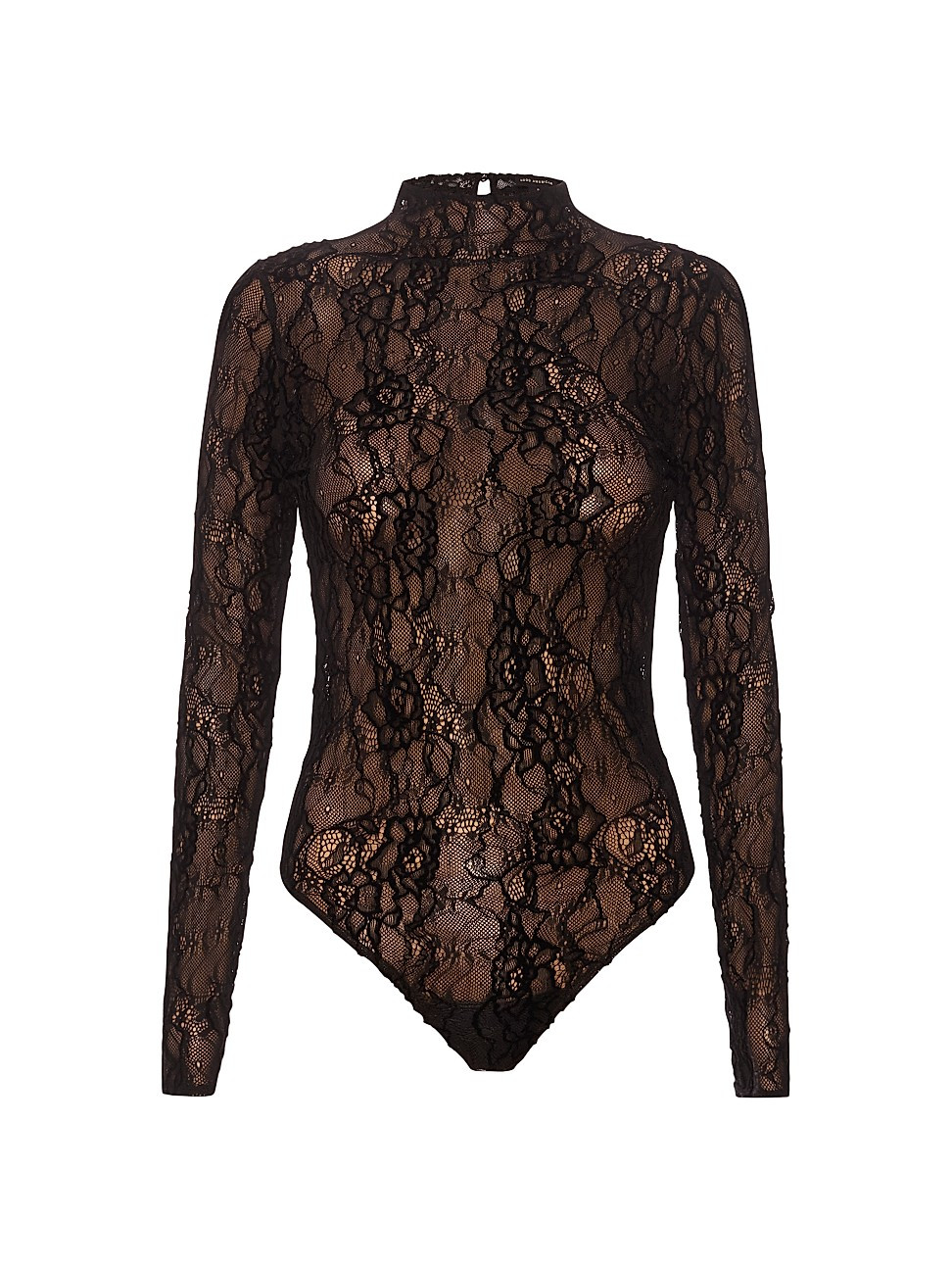 Women's Lace Long-Sleeve Bodysuit - Black - Size XS | Saks Fifth Avenue