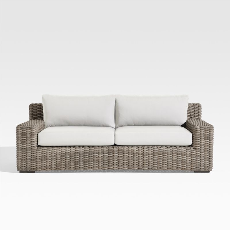 Abaco Outdoor Sofa with White Sunbrella Cushions + Reviews | Crate and Barrel | Crate & Barrel