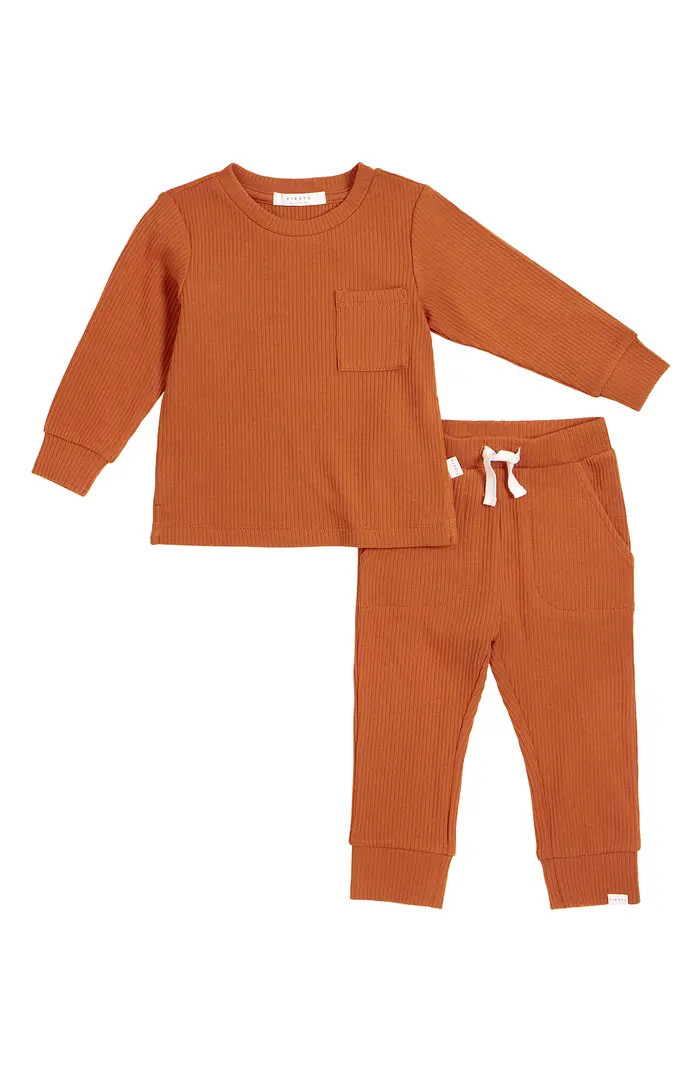 FIRSTS by Petit Lem Rib Long-Sleeve T-Shirt & Pants Set | Nordstrom | Nordstrom