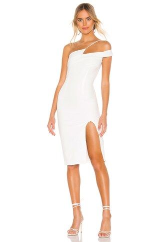 superdown Jillian Asymmetric Midi Dress in White from Revolve.com | Revolve Clothing (Global)
