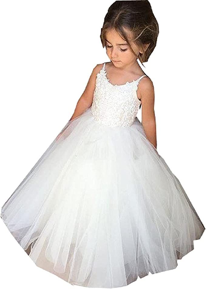 PLwedding Flower Girls Lace Tulle Ball Gowns First Communion Dresses | Amazon (US)