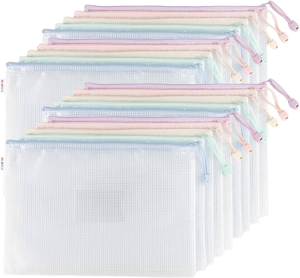 M&G 20 Pack Mesh Zipper Pouch Bags for Organizing Storage, A4 Letter Size, Waterproof Document Zi... | Amazon (US)