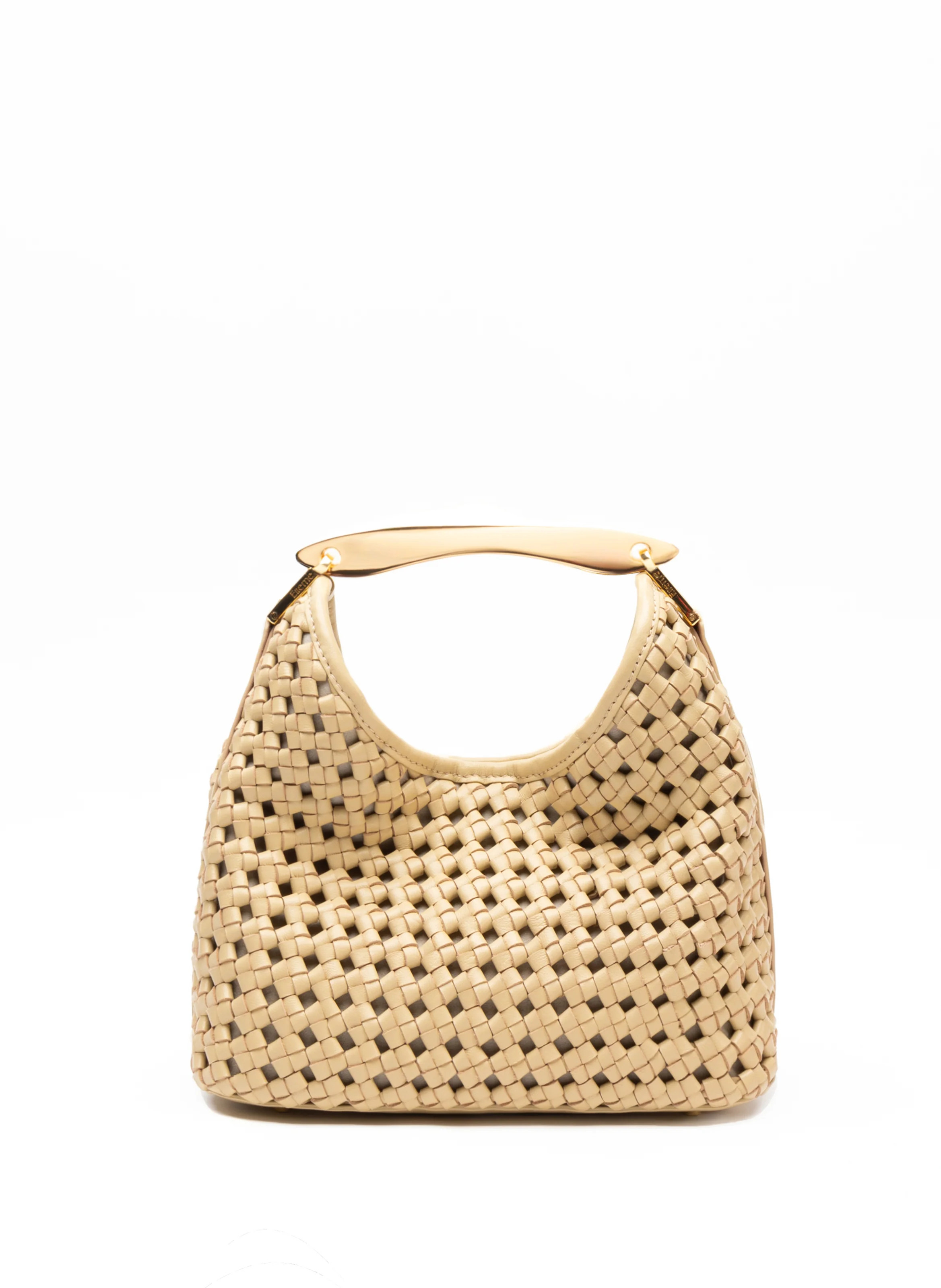 Small Boomerang Woven Leather Butter - French Woven Handbags - Elleme | Elleme