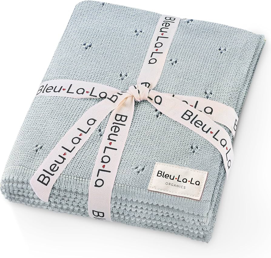 Bleu La La Organic Pointelle Receiving Swaddle Blanket for Boys - 100% Luxury Organic Soft Cotton... | Amazon (US)