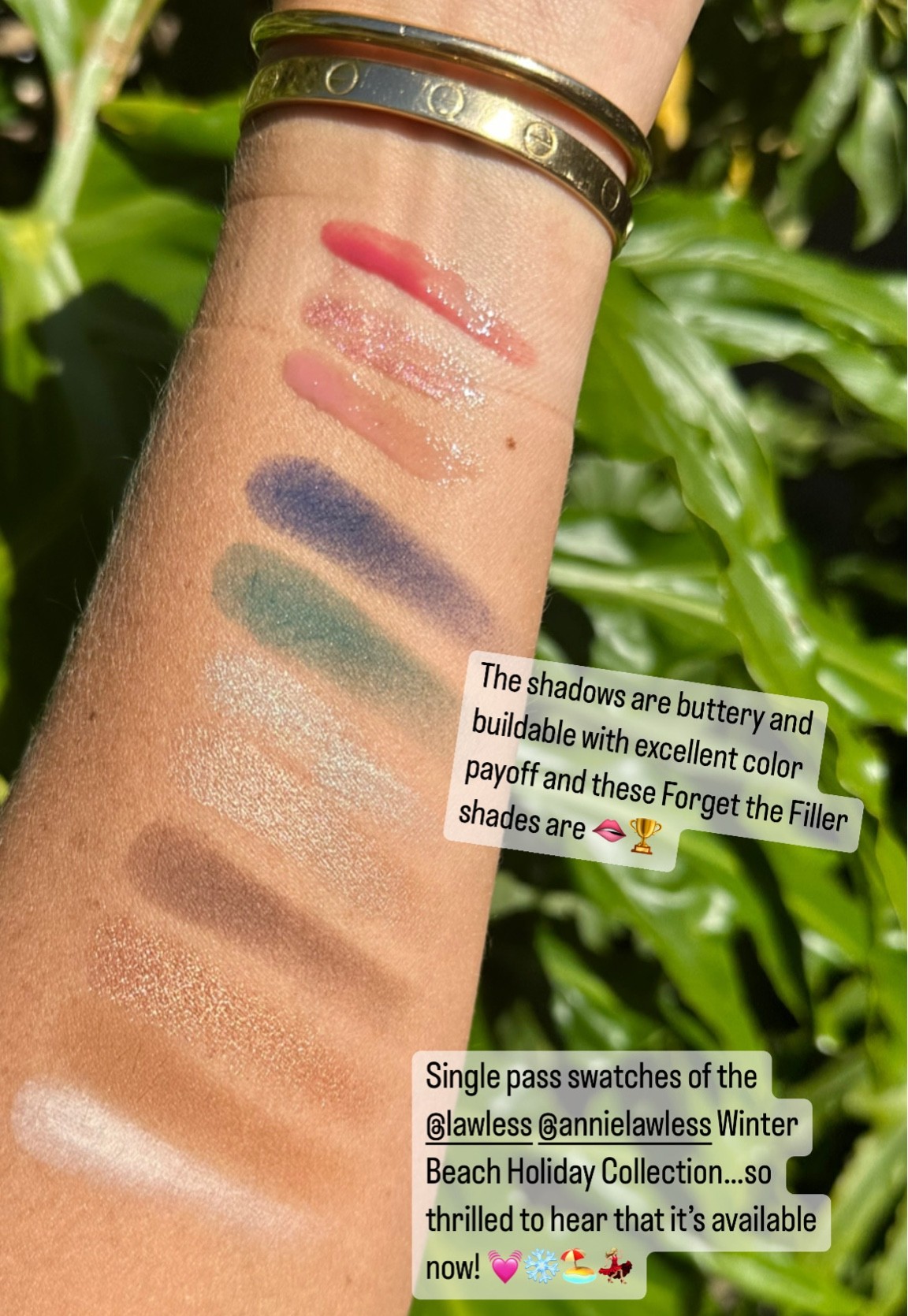 Lawless, holiday makeup collection, holiday launches, clean makeup 

Swatches of the glorious Winter Beach Collection for Holiday 2022❄️🏖️🏆

#LTKbeauty #LTKHoliday #LTKSeasonal