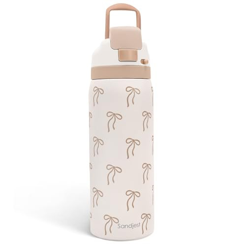 Bow Insulated Stainless Steel Water Bottle with Straw for Sports and Travel, 32oz, Gifts for Women Girls Friends Teens Birthday Christmas (Brown) | Amazon (US)