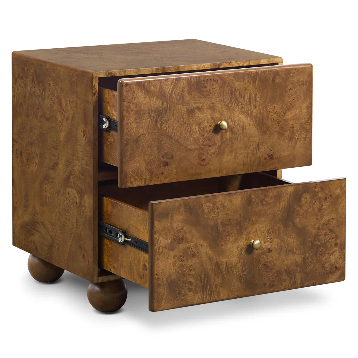 Malea Wood Deco Style Nightstand With Stolid Ball Legs | Wayfair North America