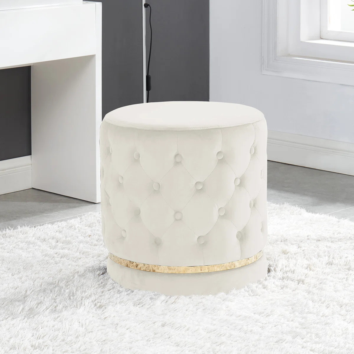 Crofton Velvet Swivel Vanity Stool | Wayfair North America