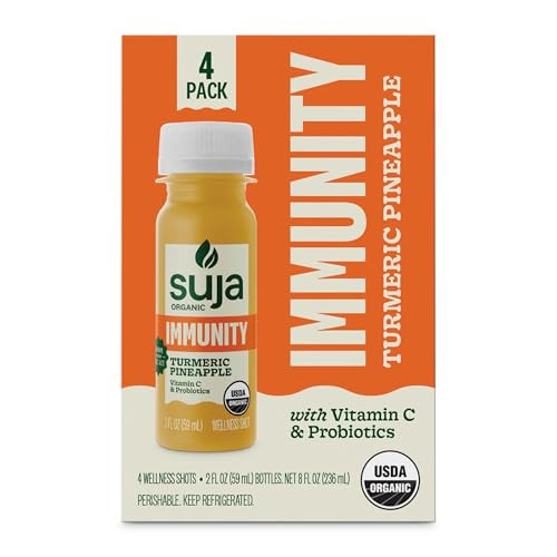 Suja Organic Immunity Defense Shot (2 Fl Oz x 4 Count) with Turmeric and Ginger | Immunity Boost & Support | Functional Shots | Cold-Pressed Juice with Live Probiotics | Plant-Based & Gluten-Free | Amazon (US)