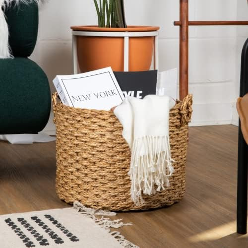 Wholestory Collective Round Woven Wicker Rattan Large Blanket Floor Storage Basket with Handles p... | Amazon (US)