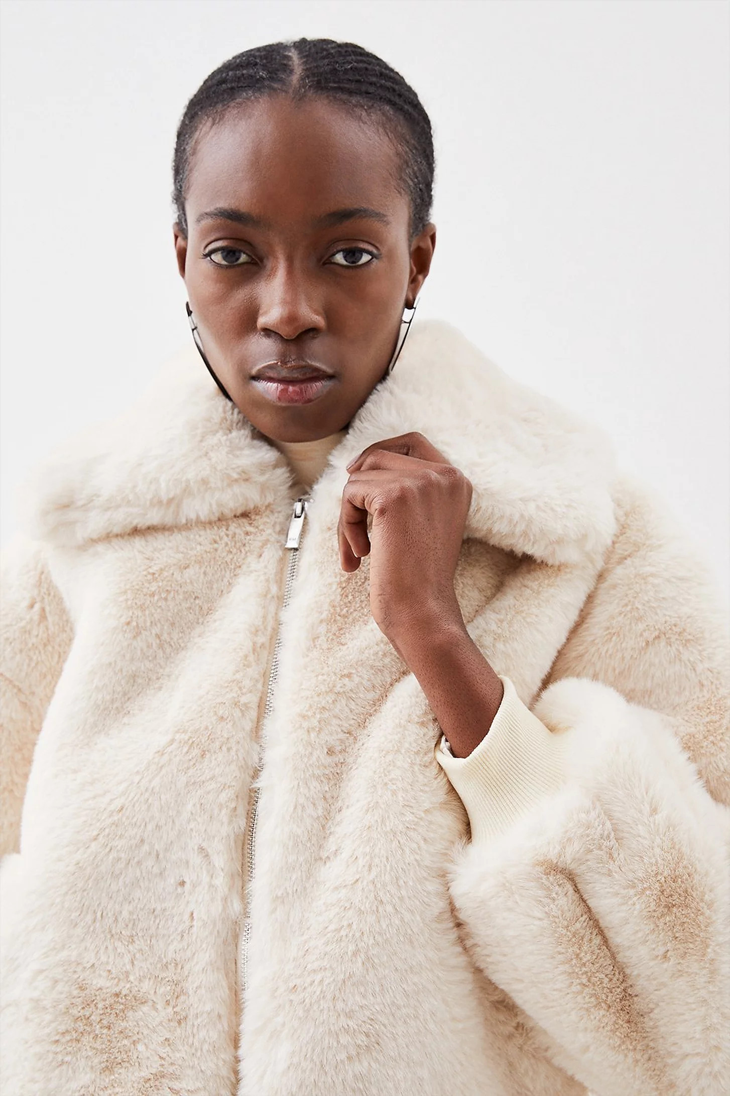 Faux Fur Collared Bomber Jacket | Karen Millen UK + IE + DE + NL