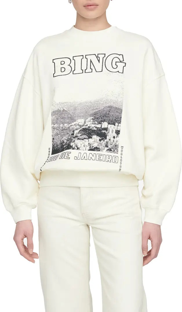 ANINE BING Jaci Rio de Janeiro Organic Cotton Graphic Sweatshirt | Nordstrom | Nordstrom