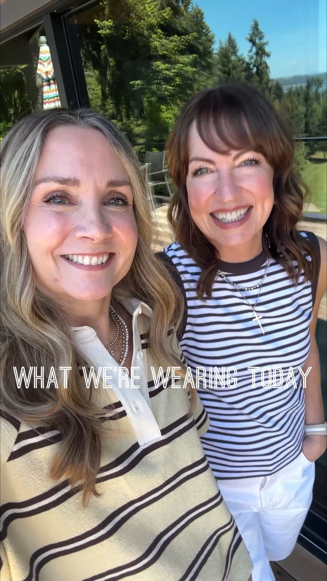 Real life outfits in the suburbs! 

We’re really into stripes right now: love this @Next US boxy polo I grabbed in England—so excited they ship to the US! Krista’s @Madewell tank is a great basic. 

Paired our stripes with summer whites: my favorite @Madewell ecru jeans and Krista’s cool @freepeople jorts. Finished with accessories from @mirandafrye and shoes from @frankie4 !

We’re both 5’6” and wear small in tops and 26/27 in denim.

#LTKootd #LTKOver40 #LTKgrwm