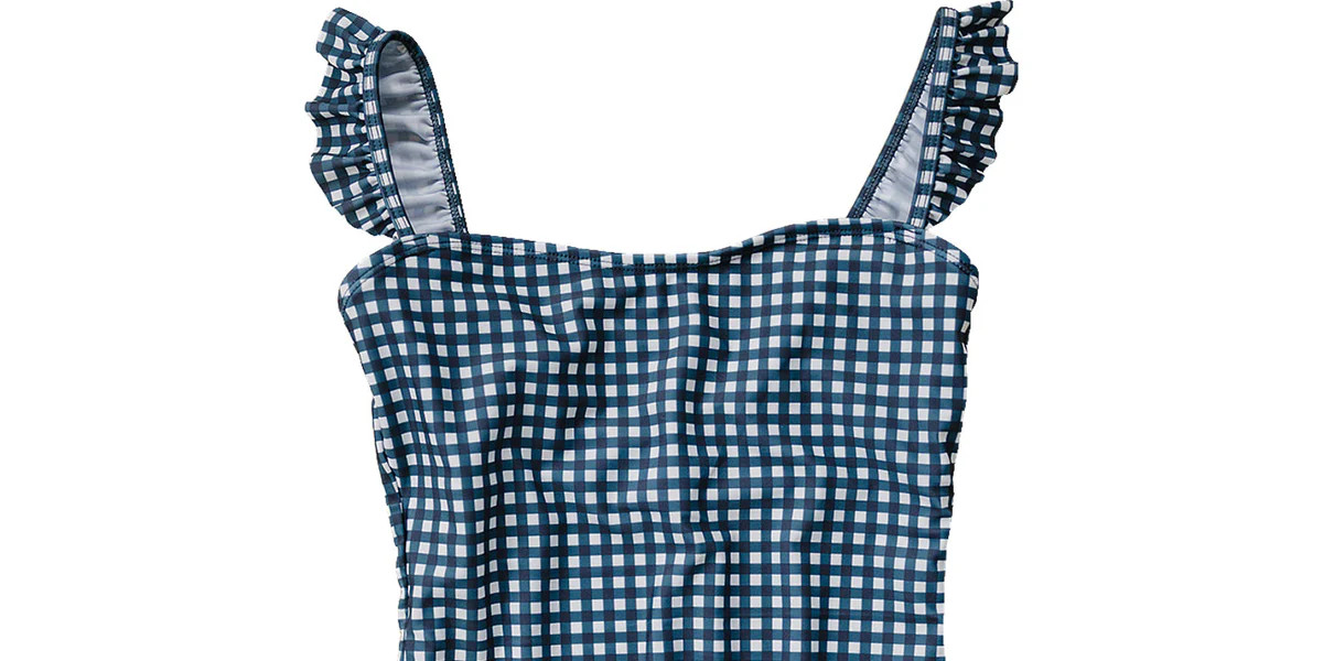 Navy Gingham Women’s One-Piece | Mebie Baby