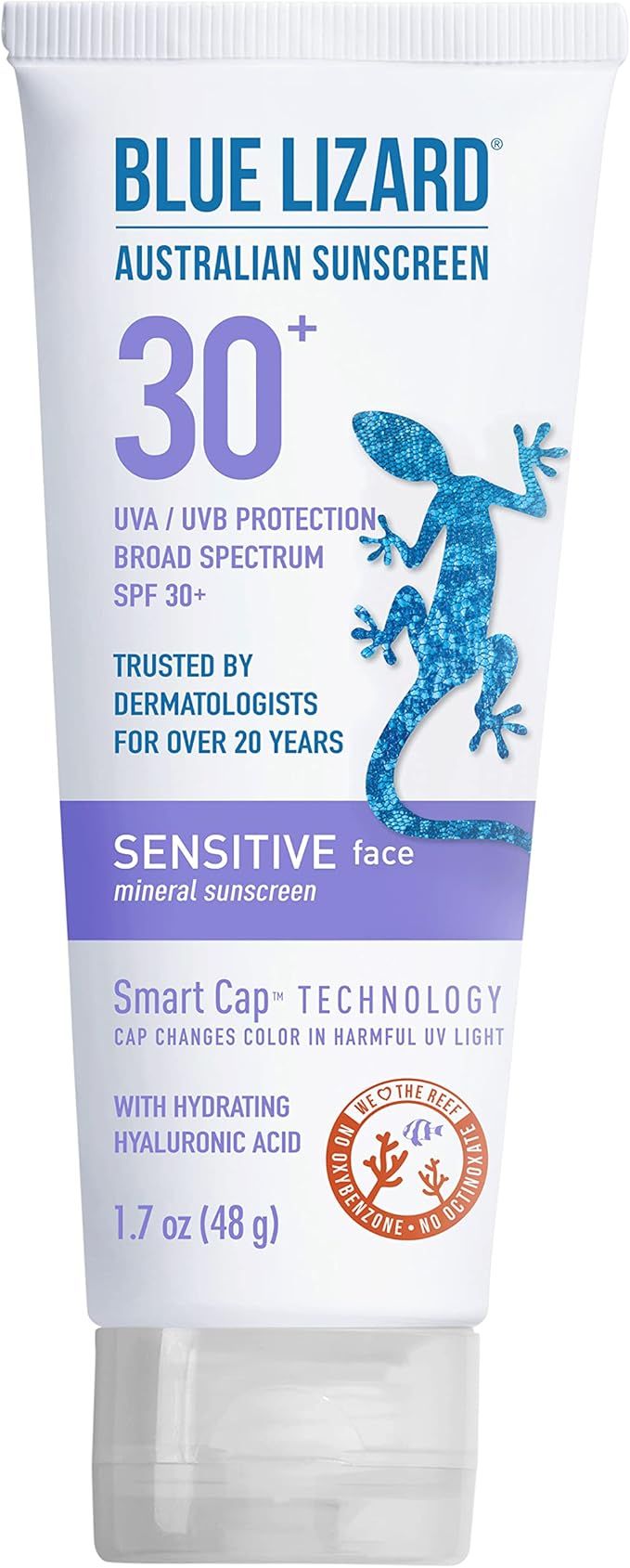 Blue Lizard SENSITIVE FACE Mineral Sunscreen with Zinc Oxide and Hydrating Hyaluronic Acid, SPF 3... | Amazon (US)