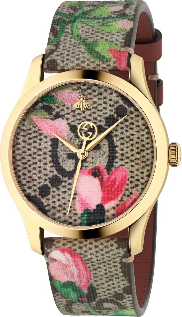 G-Timeless Floral Print GG Canvas Strap Watch, 38mm | Nordstrom