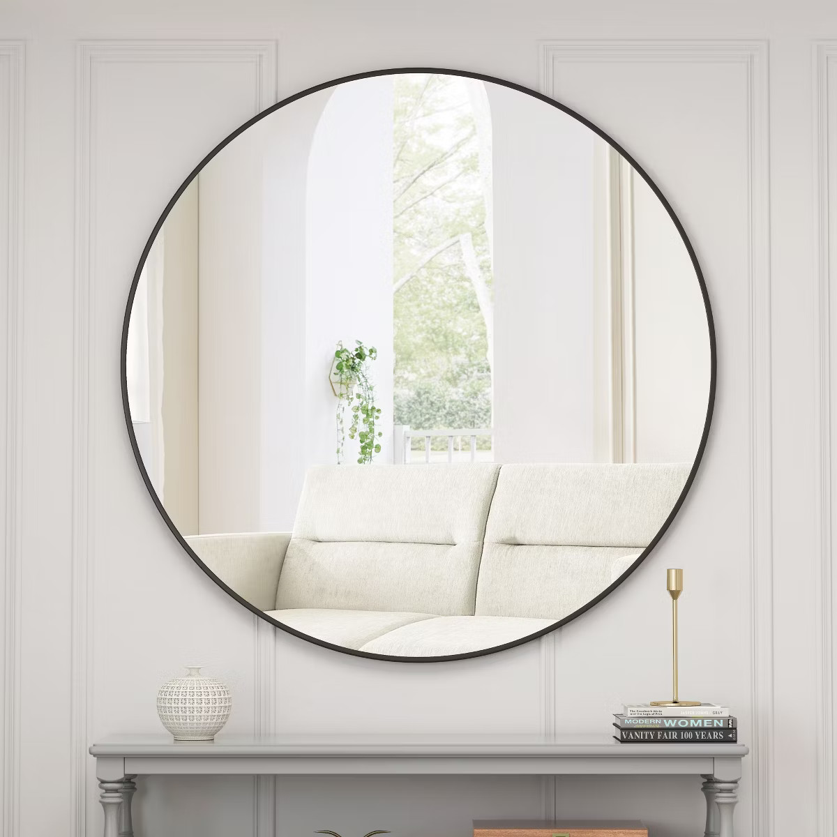 Colt 39" Black Circle Metal Frame Large Circle Wall Mounted Mirror -The Pop Home | Target