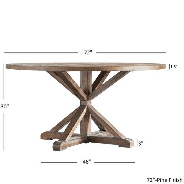 Benchwright Rustic X-base Round Pine Wood Dining Table by iNSPIRE Q Artisan - 72" - Pine Finish | Bed Bath & Beyond