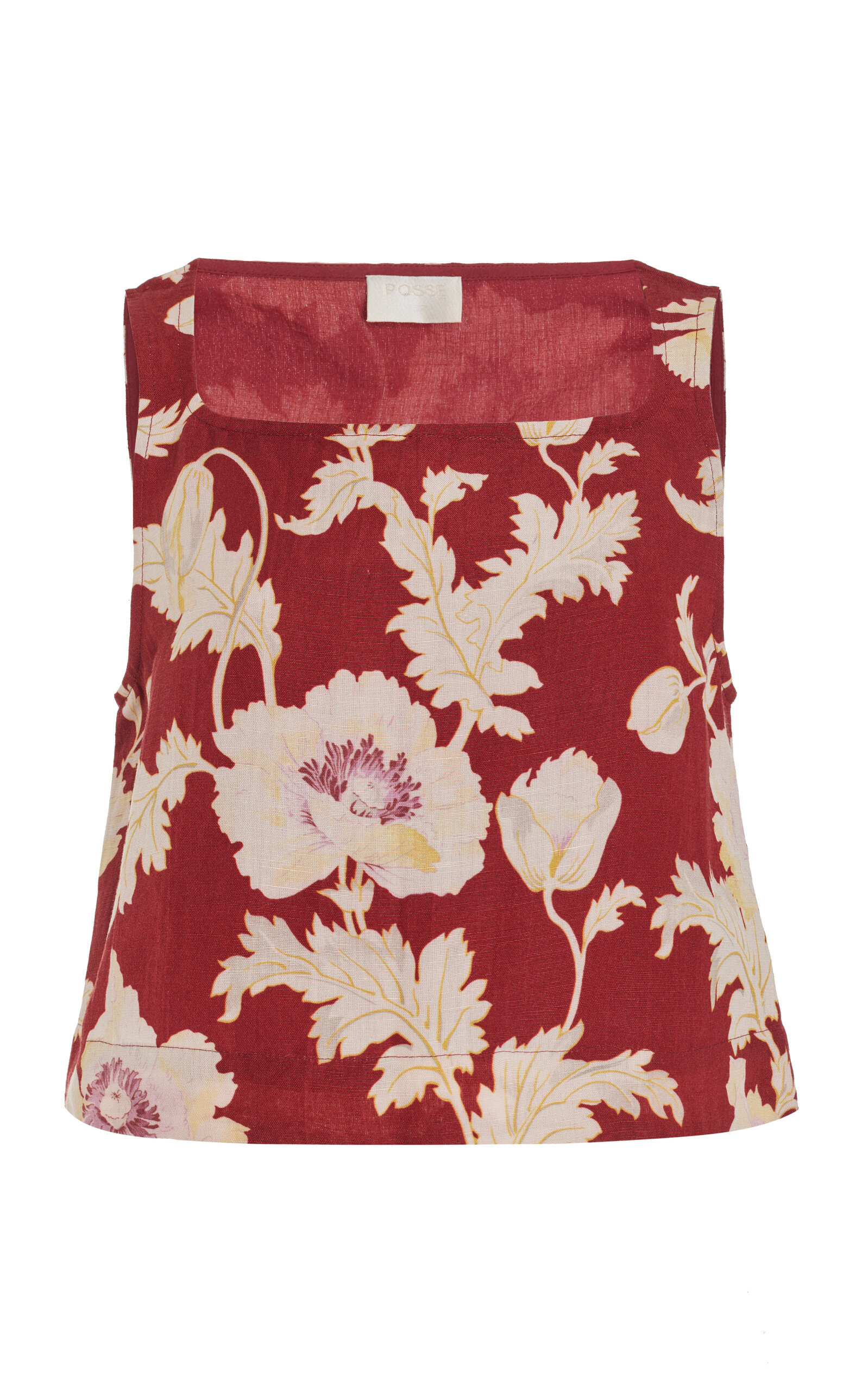 Val Floral Cropped Linen-Blend Top | Moda Operandi (Global)