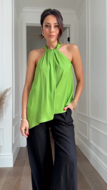 A simple summer outfit that looks expensive BUT isn’t! This gorgeous asymmetric top is so beautiful and has such great drape, perfect for vacation nights! @walmart #WalmartPartner #walmartfashion @walmartfashion 

TTS 
Pants I sized up (2) 

#LTKVideo #LTKxWalmart #LTKOver40