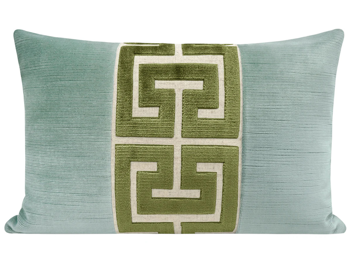 THE LITTLE LUMBAR :: STRIE VELVET // SPA BLUE + OLIVE GREEK TRIM | LITTLE DESIGN LLC