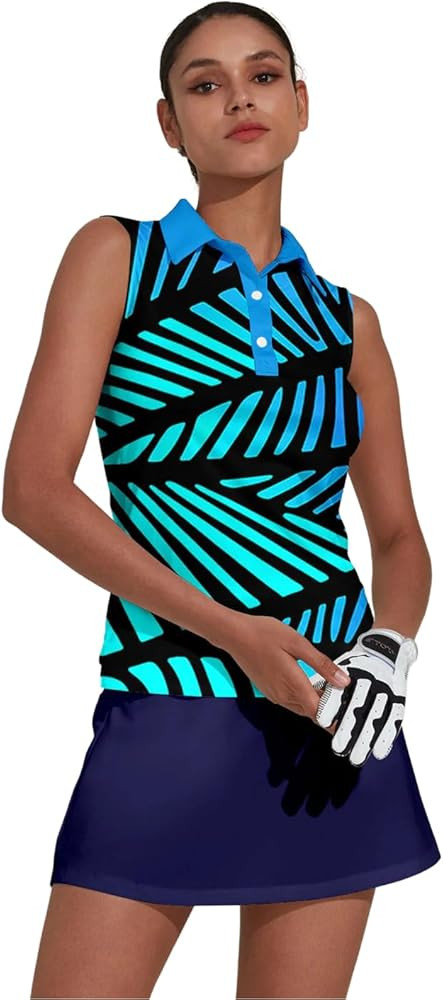 ACEGOLFS Women's Golf Shirts Sleeveless Collared Shirt for Women Quick Dry Button Up Tennis T-Shi... | Amazon (US)