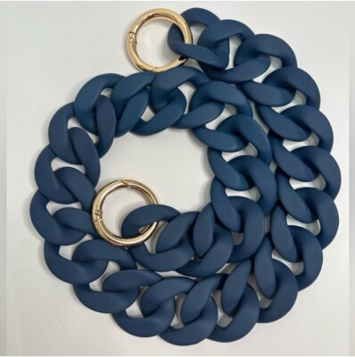 Smooth finish acrylic large chunky chain link bag strap in indigo blue | eBay CA